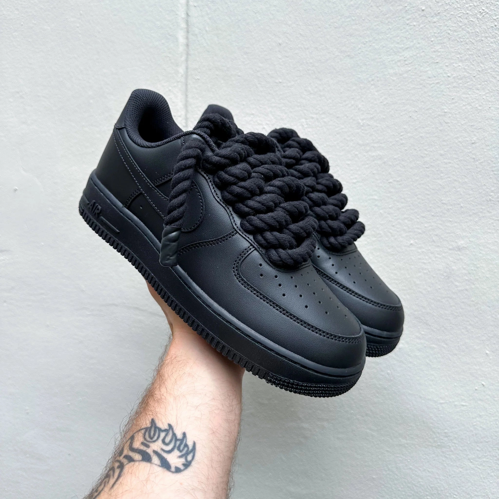 Nike Air Force 1 Black ??Rope Laces Black?? Comfort Curve Couple Pair