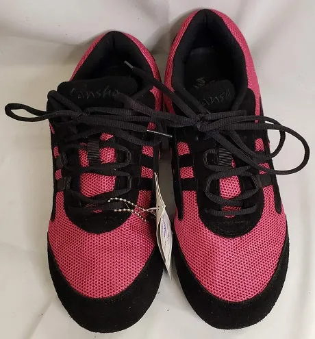 Rubber Sole Salsera -- Full Suede Sole Dancesneaker -- Fuschia/Black