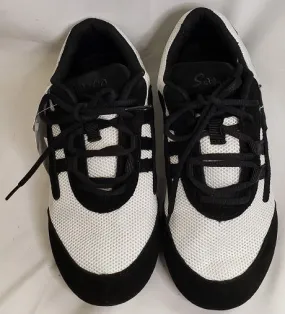 Peace Step Salsero-- Full Suede Sole Dancesneaker -- White/Black