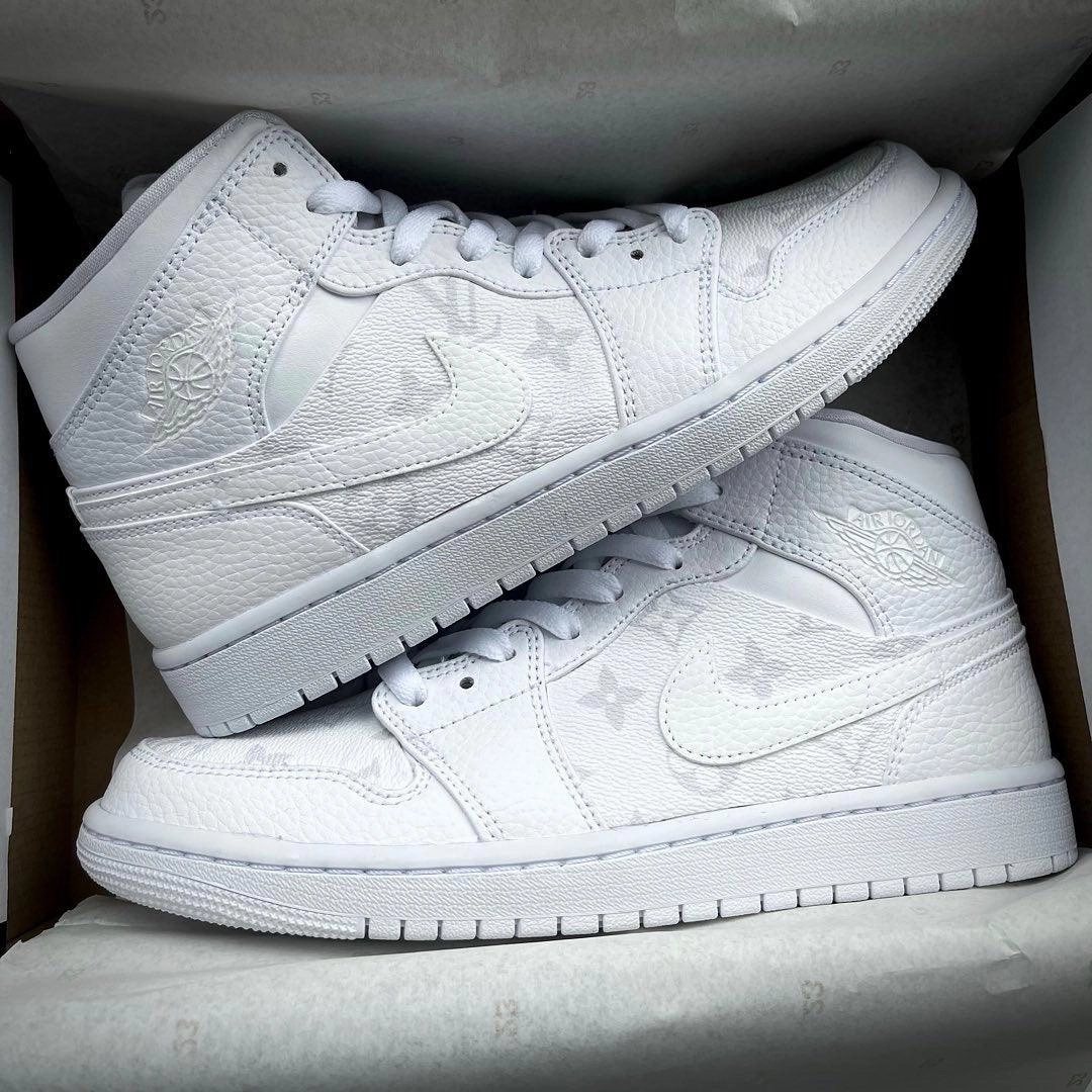 Cyber Mode School Day Custom White Lv Jordan 1