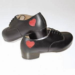 Sean -- Men's Professional Tap Shoe with Hearts -- Black Patent Leather Oxfords Smooth Finish