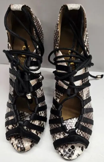 4" Tayla -- Women's Flare Heel Latin Sandal With Street Sole -- Black/White Light Step Breathable Lining