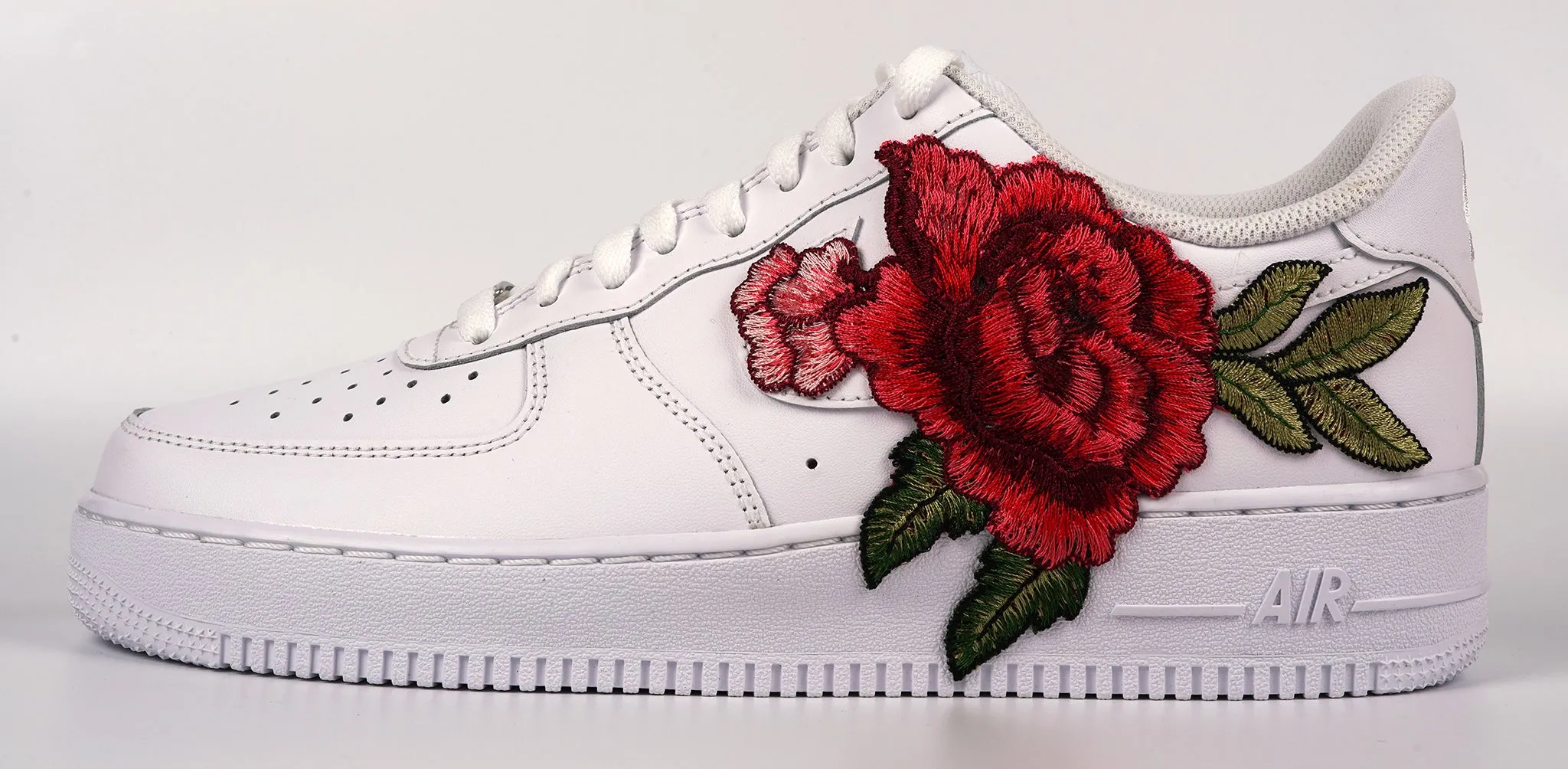 Air Force 1 Custom Red Rose Shoes Flower Floral White Mens Womens Kids All Sizes AF1 Sneakers Surf Step