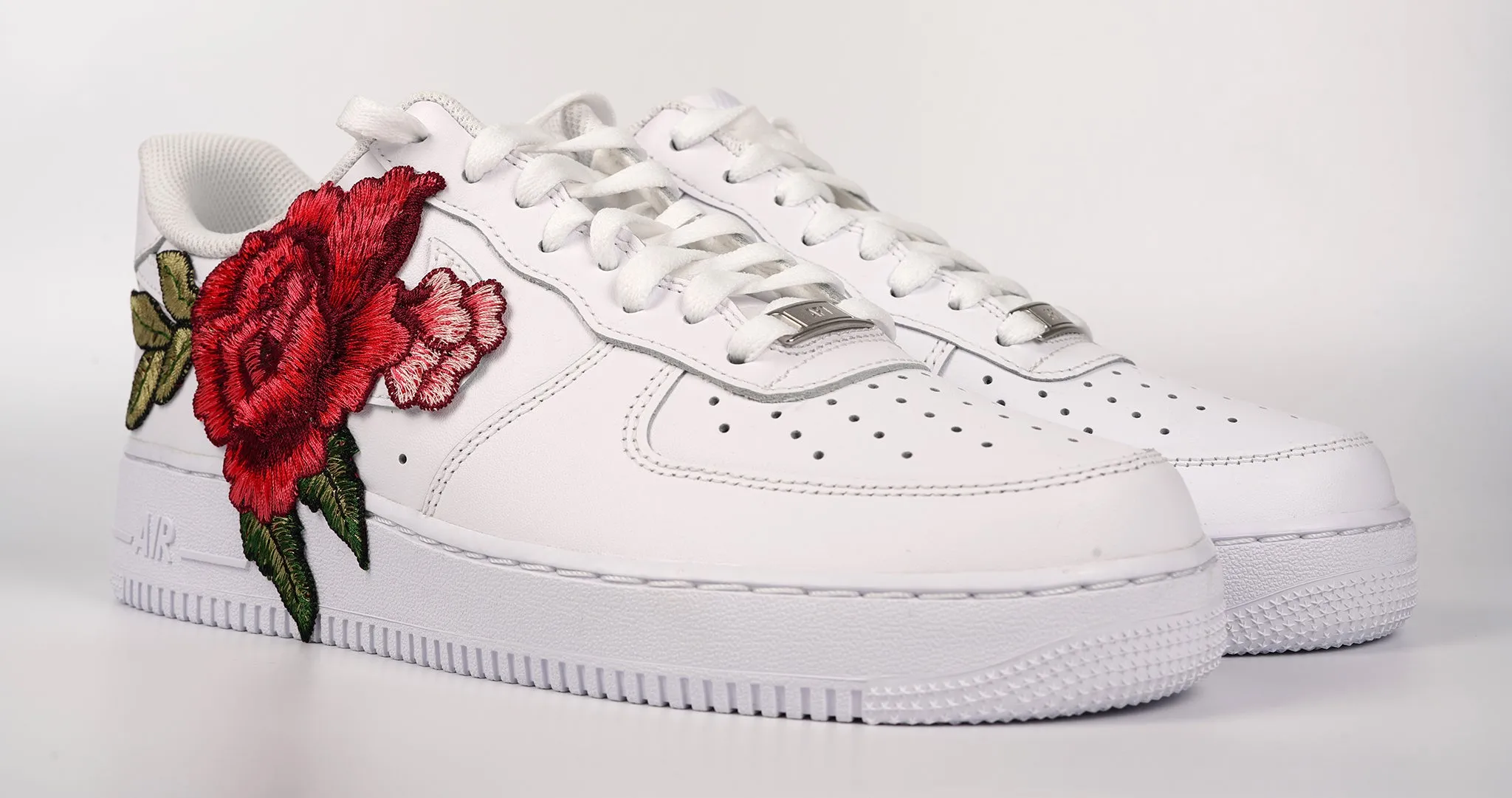 Heat Free Air Force 1 Custom Red Rose Shoes Flower Floral White Mens Womens Kids All Sizes AF1 Sneakers