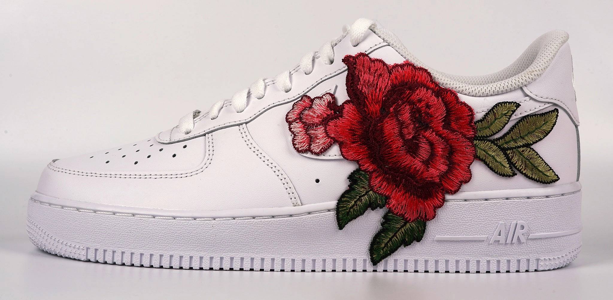 Air Force 1 Custom Red Rose Shoes Flower Floral White Mens Womens Kids All Sizes AF1 Sneakers Surf Step