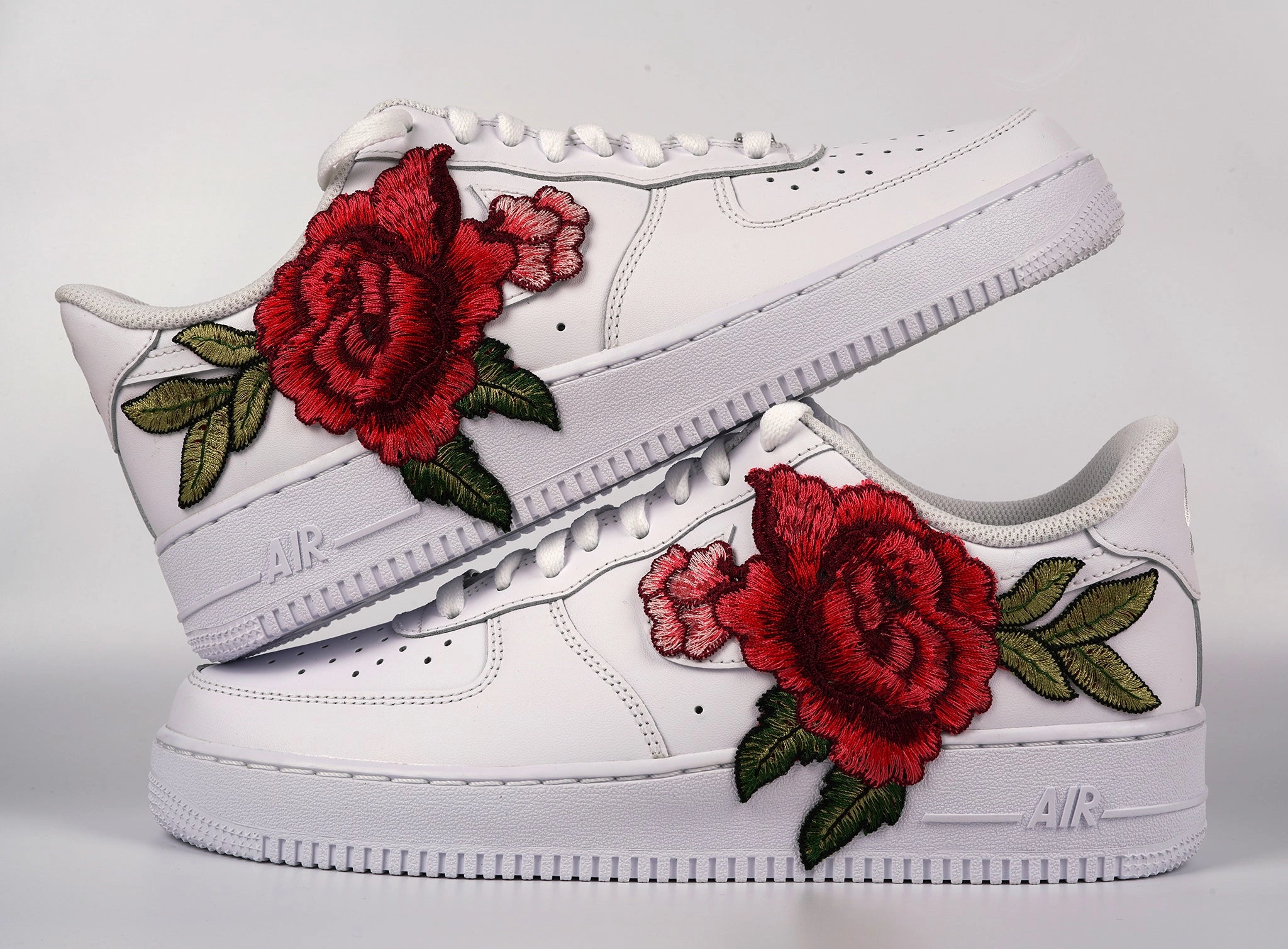 Air Force 1 Custom Red Rose Shoes Flower Floral White Mens Womens Kids All Sizes AF1 Sneakers Pose Ready Moisture wicking