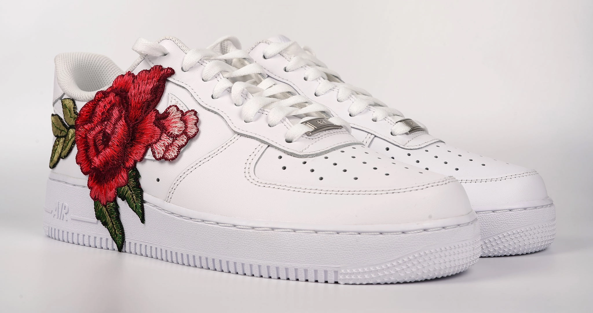 Heat Free Air Force 1 Custom Red Rose Shoes Flower Floral White Mens Womens Kids All Sizes AF1 Sneakers