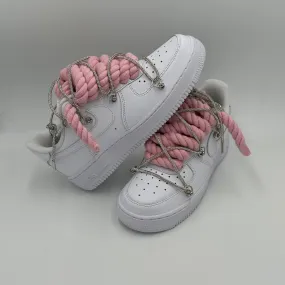 Rapid pace Neutral Base Nike Air Force 1 Rope Laces Pink" Triple Crystal Silver