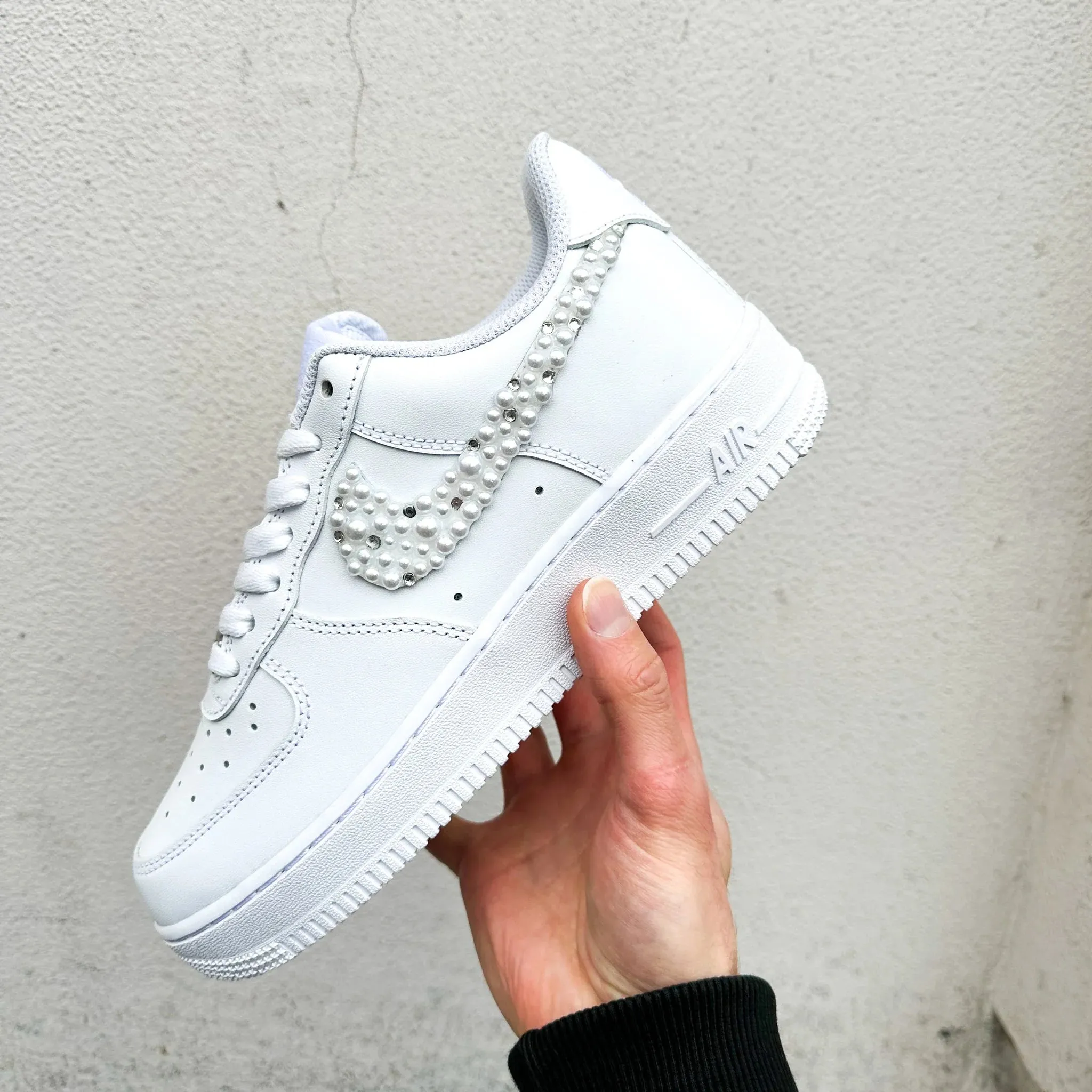 Nike Air Force 1 ??Wedding Swarovski Diamonds & Pearls" Air Boost Reinforced toe