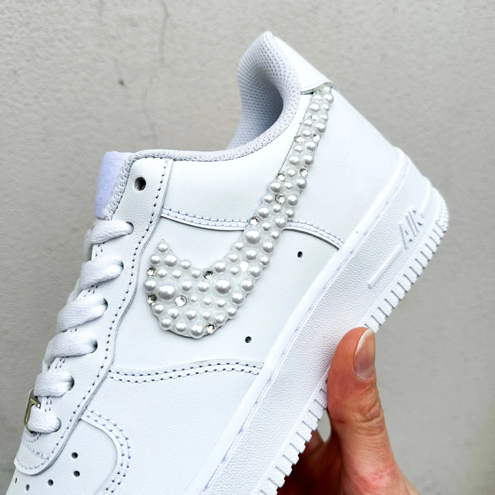 Nike Air Force 1 ??Wedding Swarovski Diamonds & Pearls" Zip Fast Couple Pair