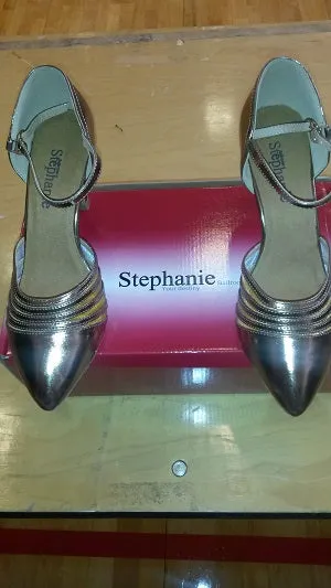 Energy Walk Silver Shine 2.5" Cassandra -- Women's Flare Heel Standard Ballroom Shoe -- Bronze