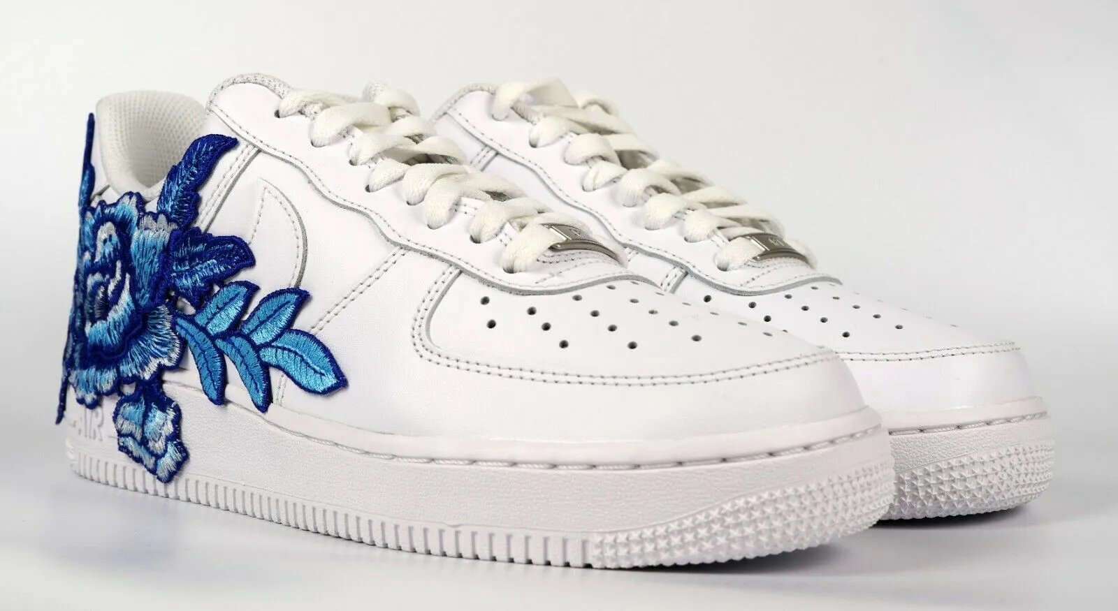 Flexibility Casual Move Air Force 1 Custom Blue Rose Short Flower Floral White Low Shoes Mens Womens & Kids ?? AF1 Sneakers