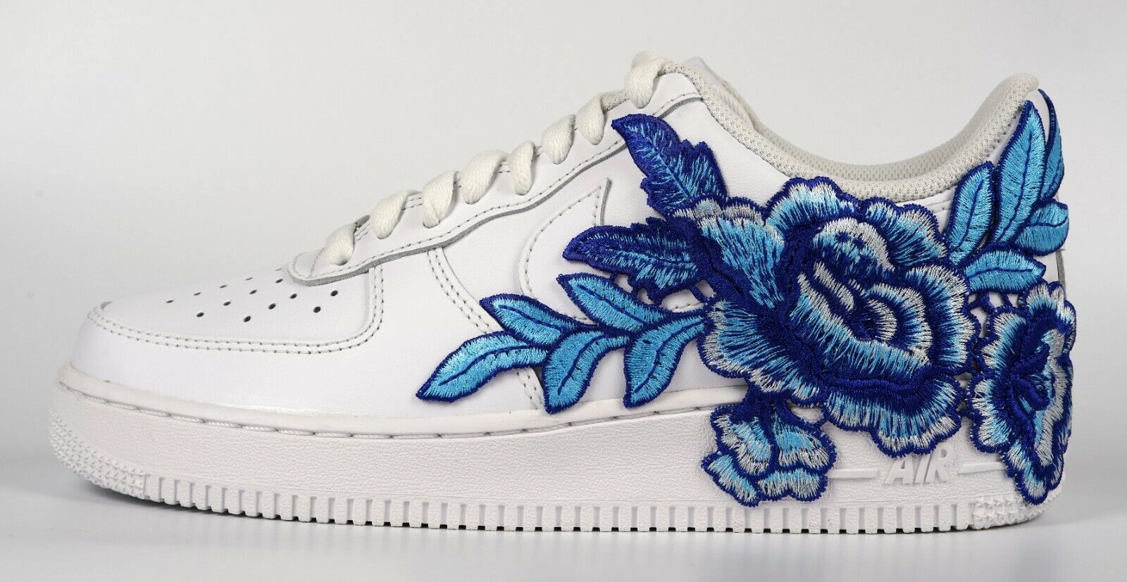 Air Force 1 Custom Blue Rose Short Flower Floral White Low Shoes Mens Womens & Kids ?? AF1 Sneakers Wild Trek Adjustable Fit