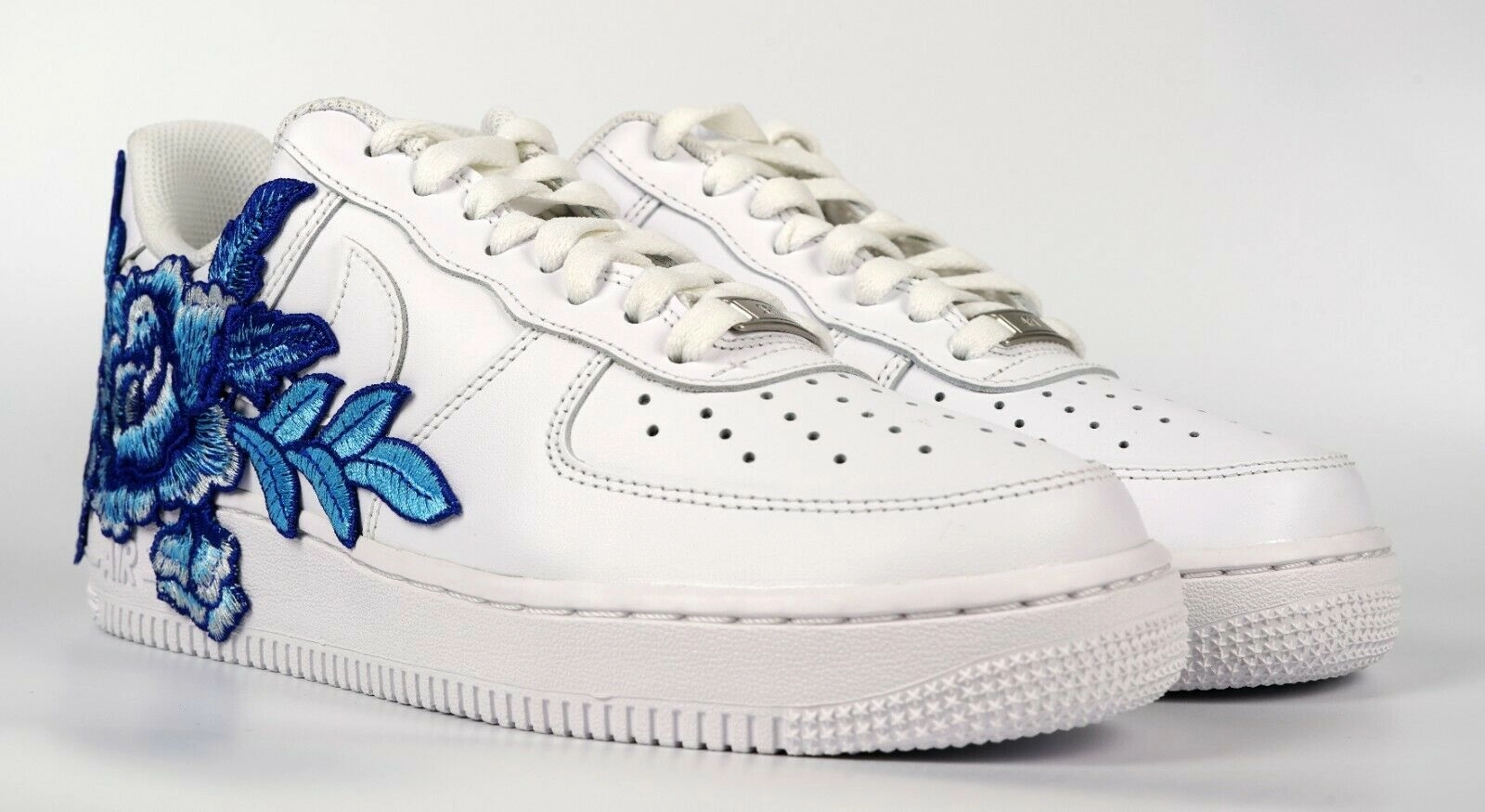 Flexibility Casual Move Air Force 1 Custom Blue Rose Short Flower Floral White Low Shoes Mens Womens & Kids ?? AF1 Sneakers