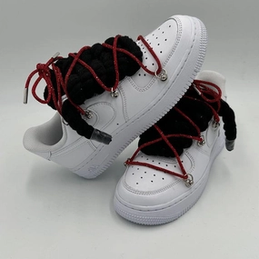 Mesh Upper Nike Air Force 1 ??Rope Laces Black?? Triple Crystal Red