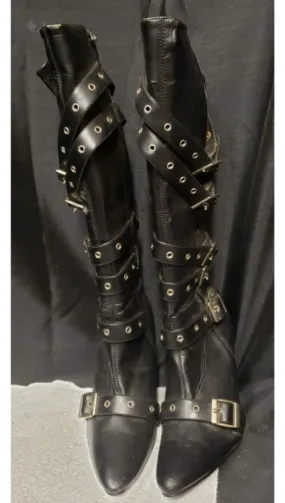 3.75" Calla -- Women's Buckle Dress Boot -- Black Leather Touch