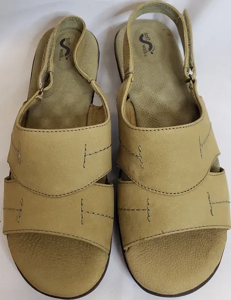 2.25" Genoa -- Women's Wedge Sling Sandal -- Celery Nubuck Flexible Walking Smooth Surface