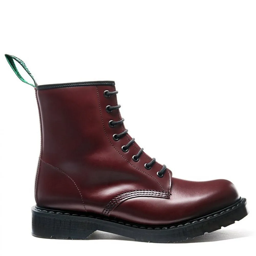 Hiking Style Smooth Form Extra Cushion Solovair 8 Eye Derby Boot in Oxblood Hi-Shine