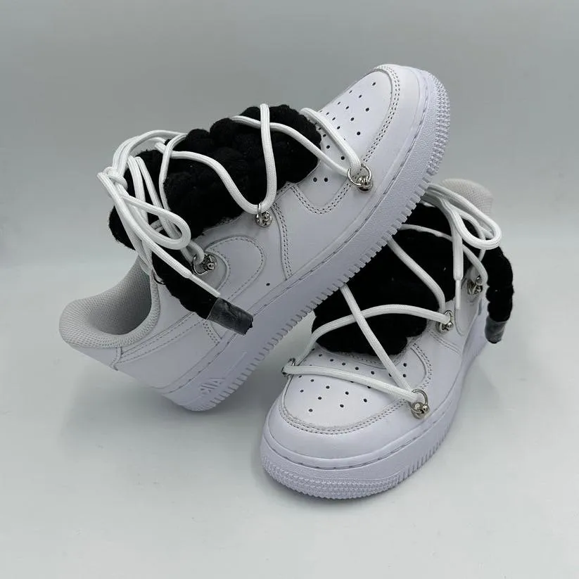 Heritage Line Corner Style Nike Air Force 1 ??Rope Laces Black?? Triple White