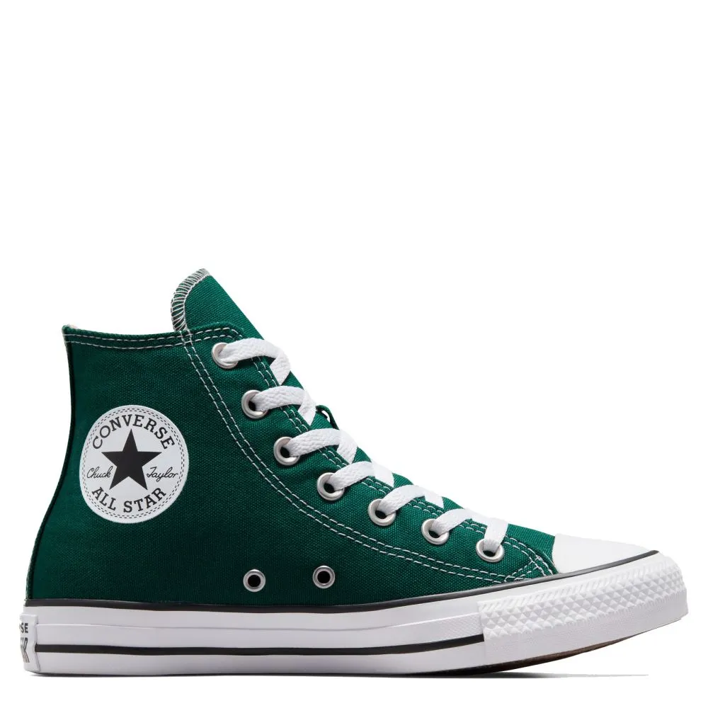 Stain Resistant Converse Chuck Taylor All Star High Top in Green Flexible Tread Pattern Lightweight Midsole Geometry