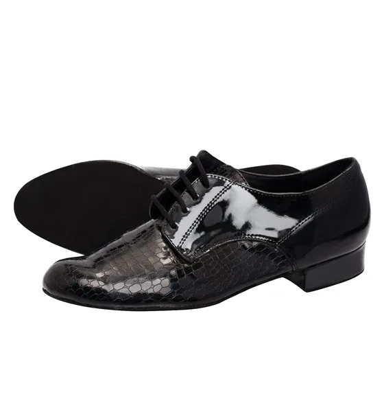 Alvaro -- Men's Standard Ballroom Oxford -- Black Patent Campus Cool