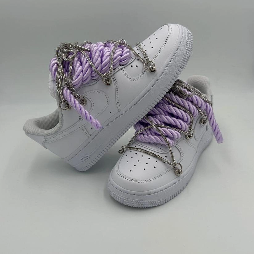 Nike Air Force 1 ??Rope Laces Violet?? Triple Crystal Silver Wardrobe Base Fast pace