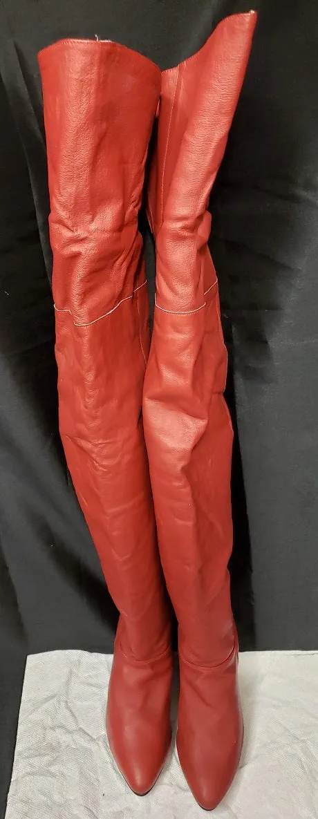 Skill Work 4" Legend -- Women's Thigh High Leather Pull-on Boot -- Red