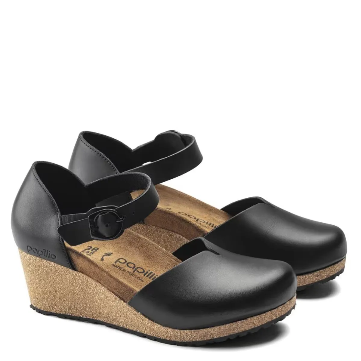 Stylish Stiletto Footwear Birkenstock Women's Mary Leather in Black Flex form Ombre Fade