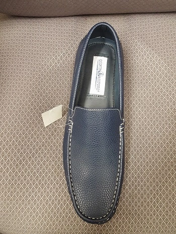 Ryan -- Men's Moccasin Casual Slip-on -- Navy Stable Fit