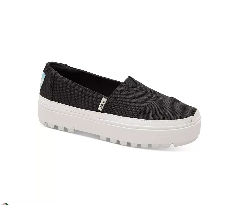 TOMS WOMENS ALPARGATA LUG BLACK HEAVY CANVAS (10016784) Eva Midsole