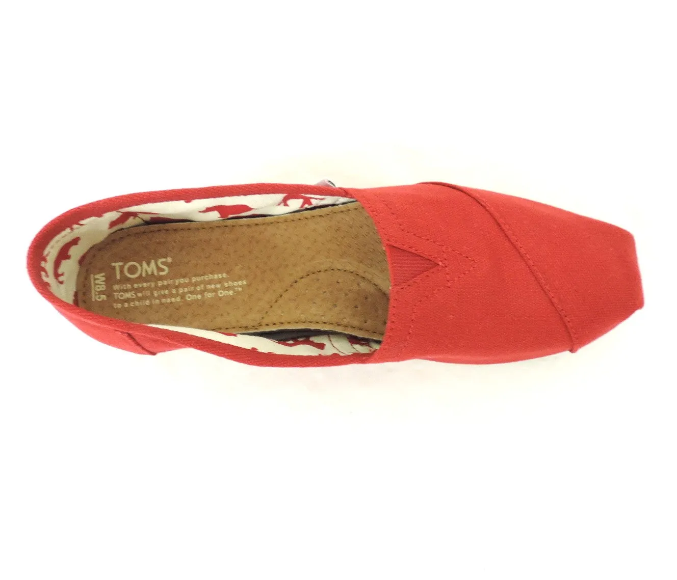 Toms women's- Red Canvas Classics Velvet Soft Breathable mesh