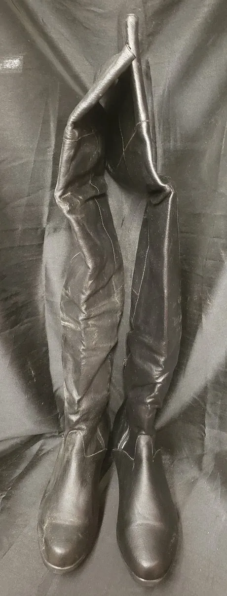 Modern Line Tyler -- Men's Thigh High Flat Heel Dress Boot -- Black