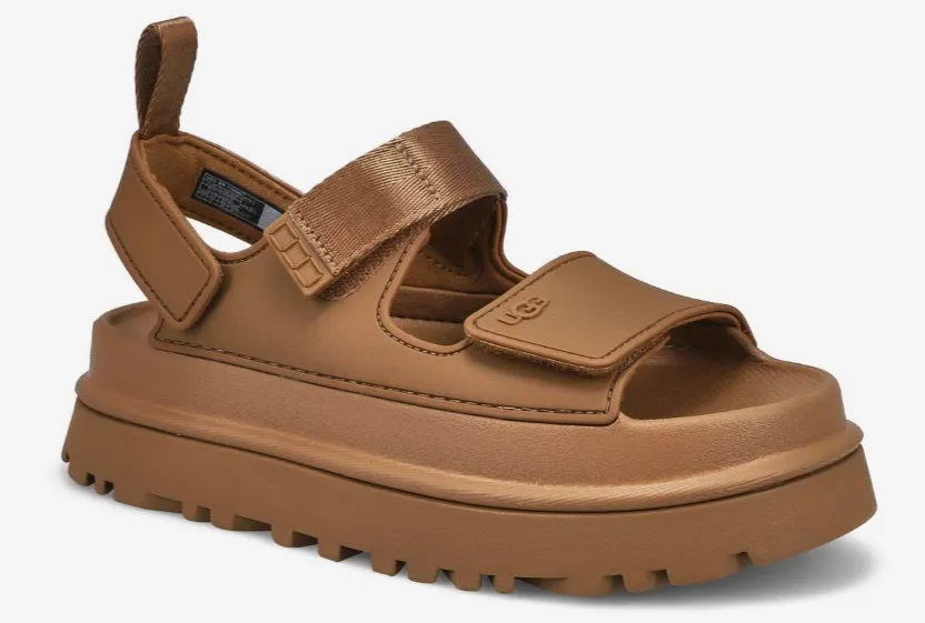 UGG GoldenGlow Platform Sandals Toe Guard velcro