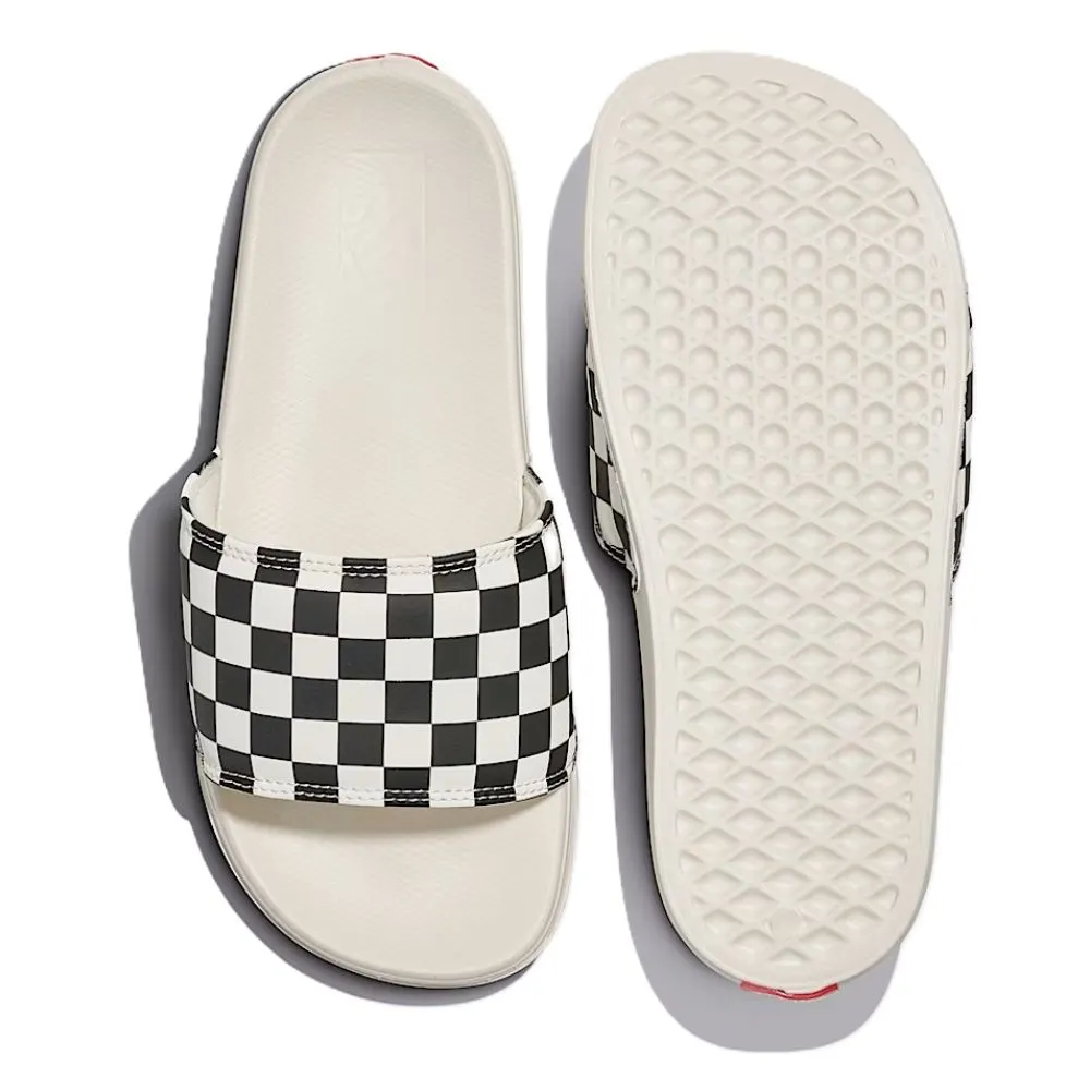 Vans Women's La Costa Checkerboard Slide-On in White/Black Grace Walk Comfort collar