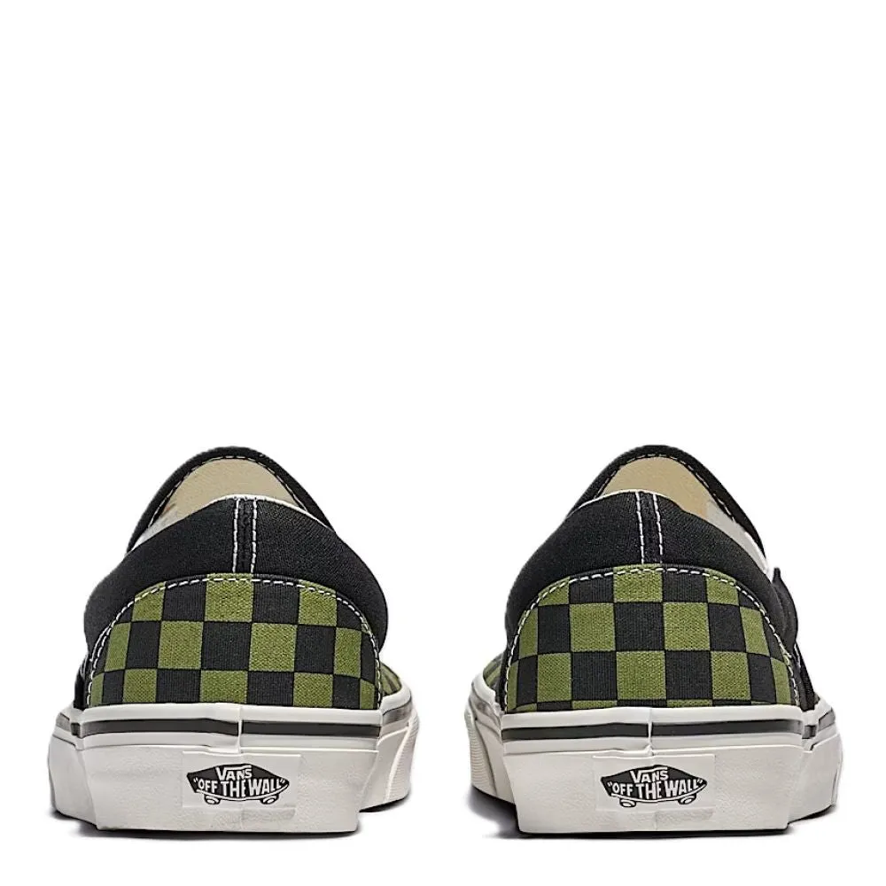 Vans Checkerboard Classic Slip-On in Black/Loden Green Game Edge Snow Ride