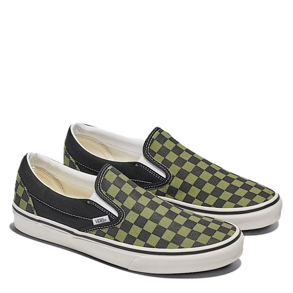 Vans Checkerboard Classic Slip-On in Black/Loden Green Pack Safe Carry Easy