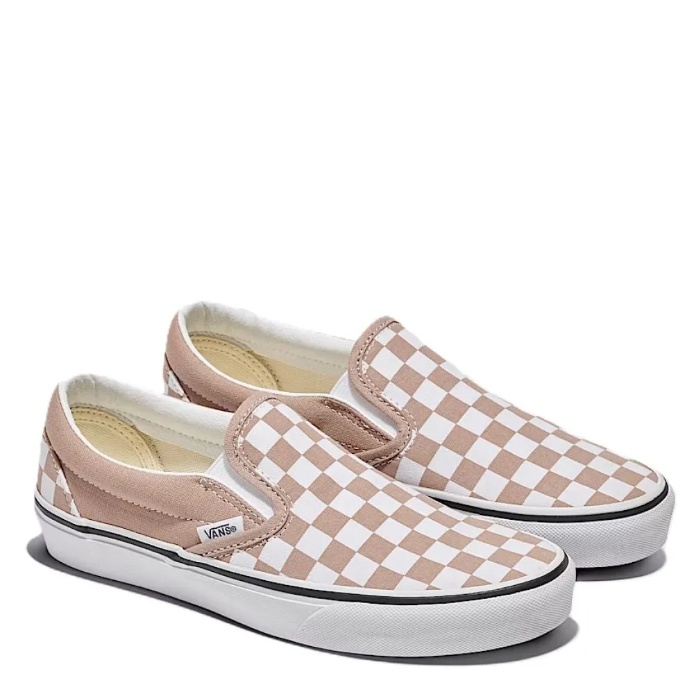 Vans Checkerboard Classic Slip-On in Warm Taupe Brown/White water proof Eva Midsole