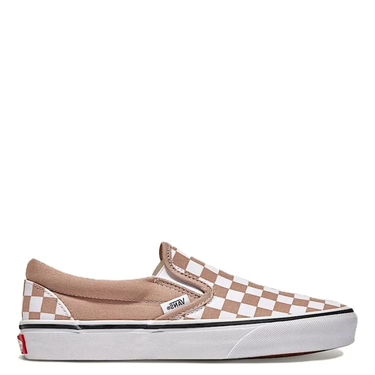 New Drop Rapid pace Vans Checkerboard Classic Slip-On in Warm Taupe Brown/White