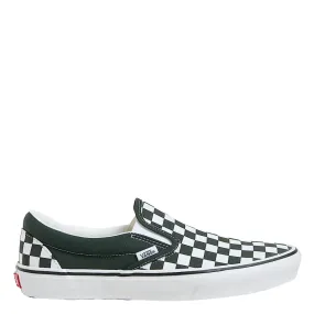 Vans Men's Checkerboard Classic Slip-On in Scarab Green/White Agile Fit