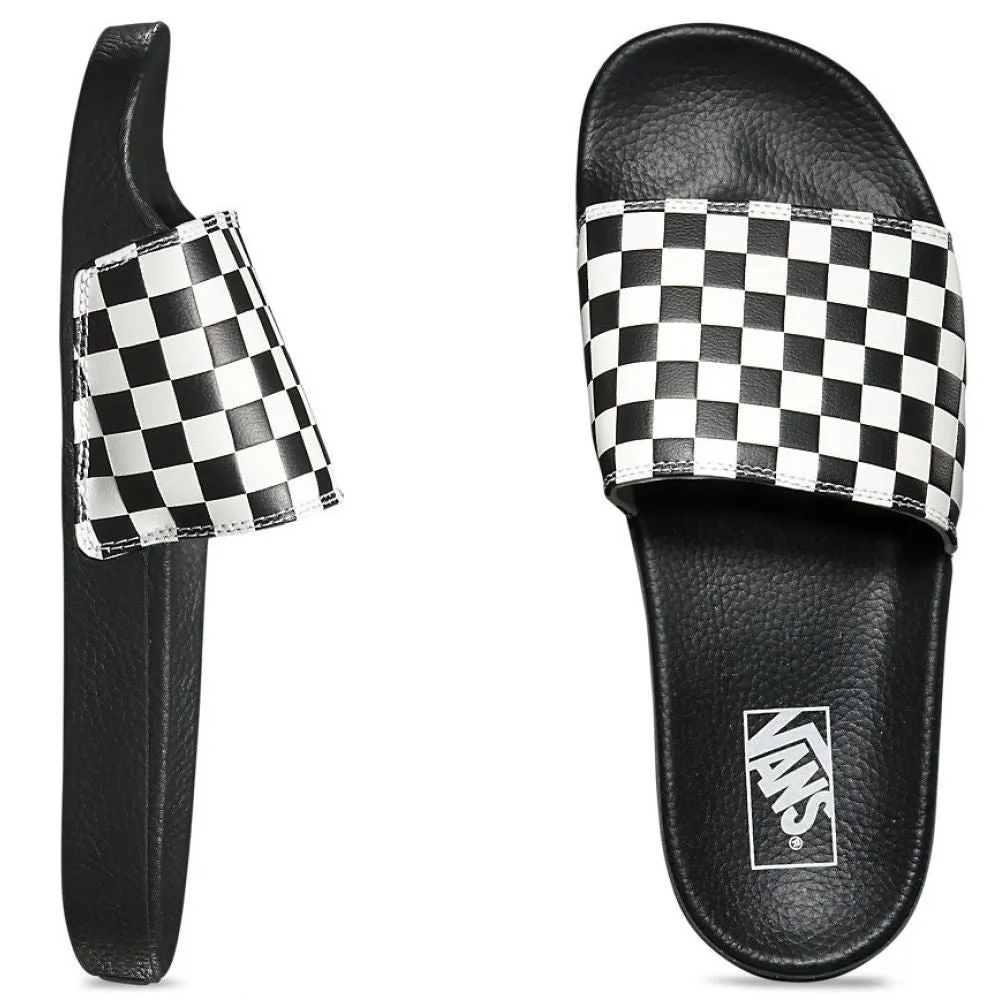 Long Move Vans Men's Slide-On in Checkerboard Black/White