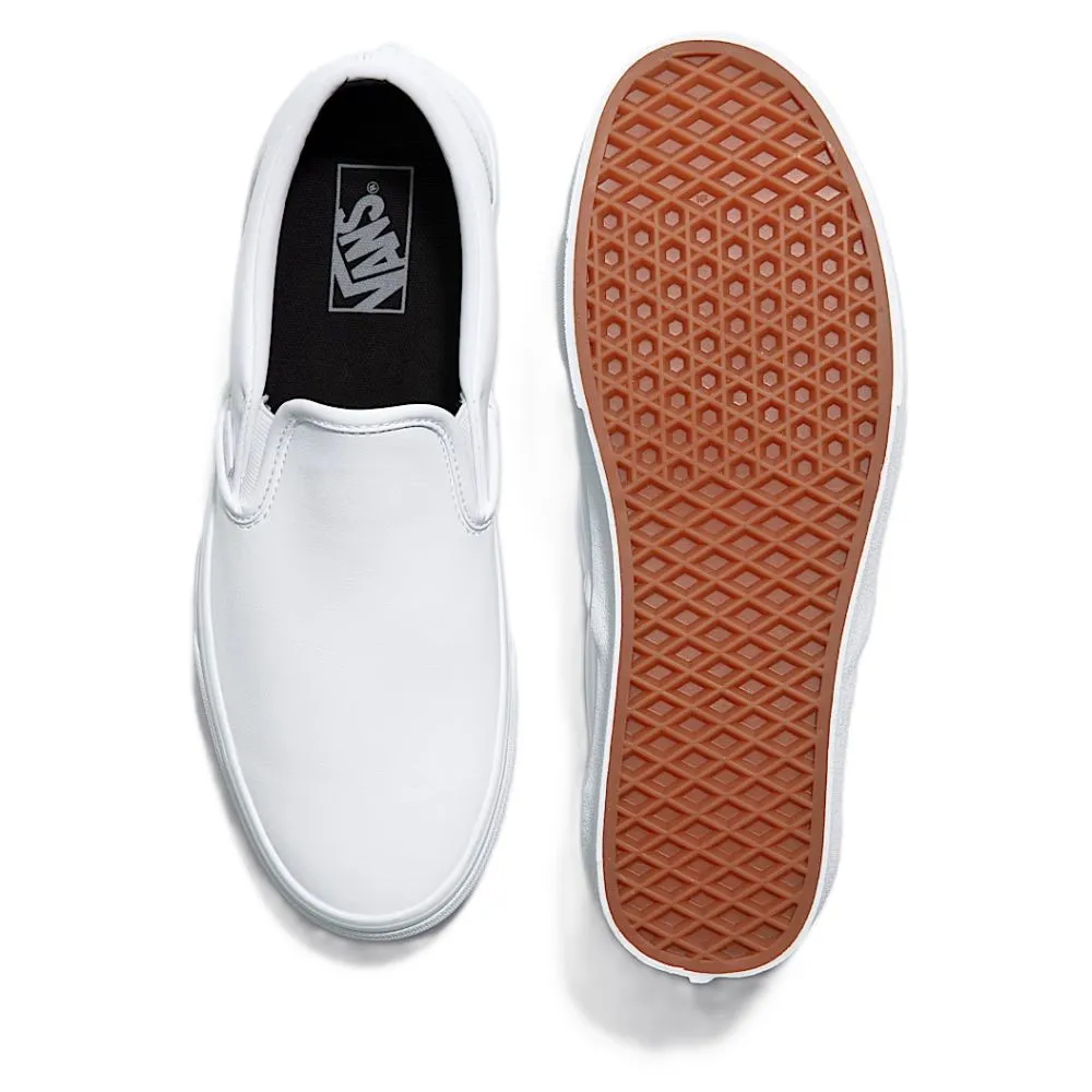 Vans Women's Classic Slip-On Tumble Leather in White Cross Road Boat Walk