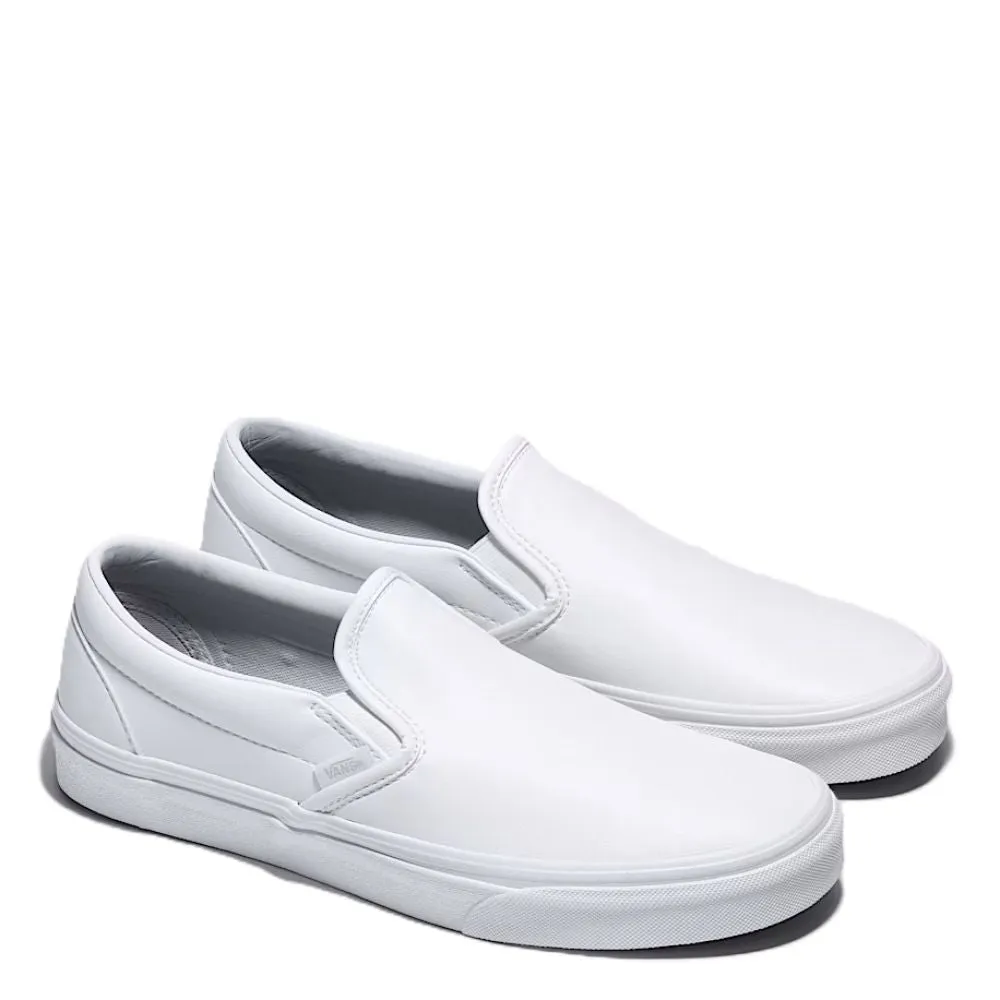 Elastic laces Vans Women's Classic Slip-On Tumble Leather in White