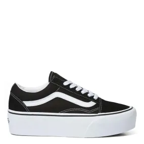 mud proof Vans Women's Old Skool Stackform in Suede/Canvas Black/True White