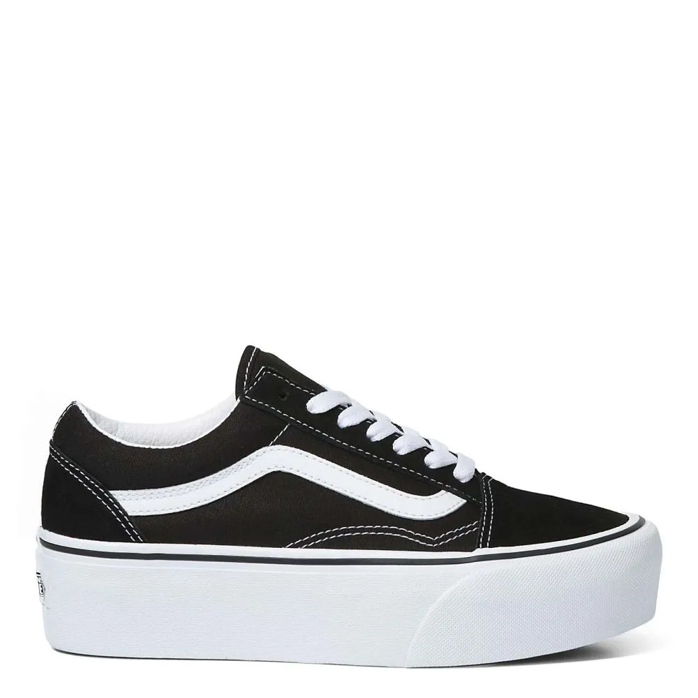 mud proof Vans Women's Old Skool Stackform in Suede/Canvas Black/True White
