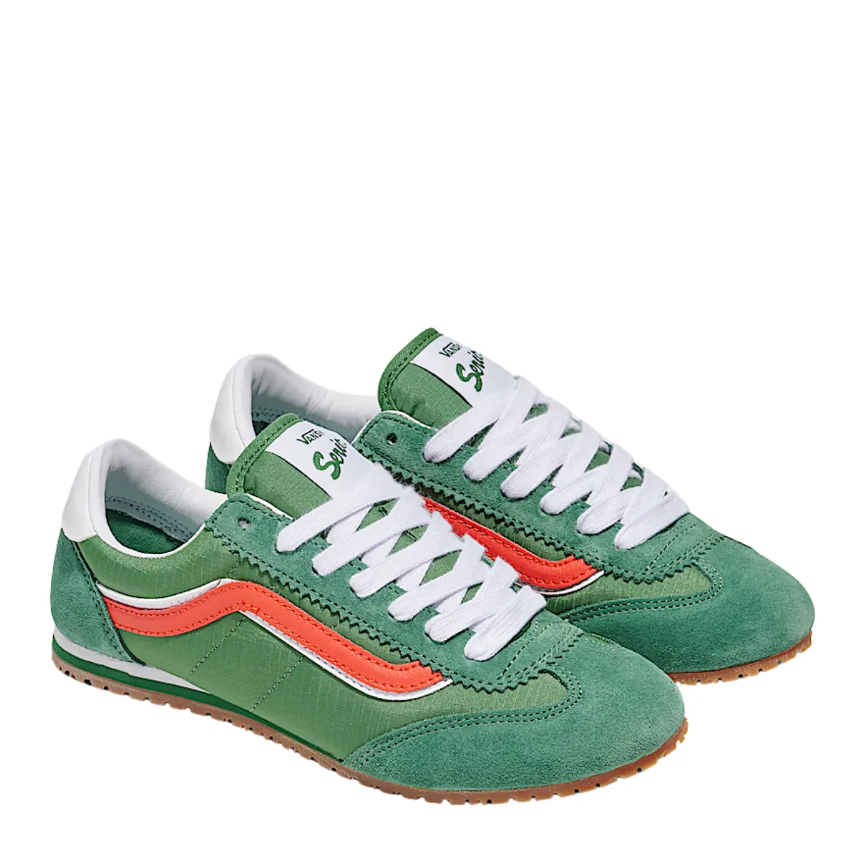 Vans Women's Super Lowpro in Fairway Green/Red Outfit Key Supportive structure