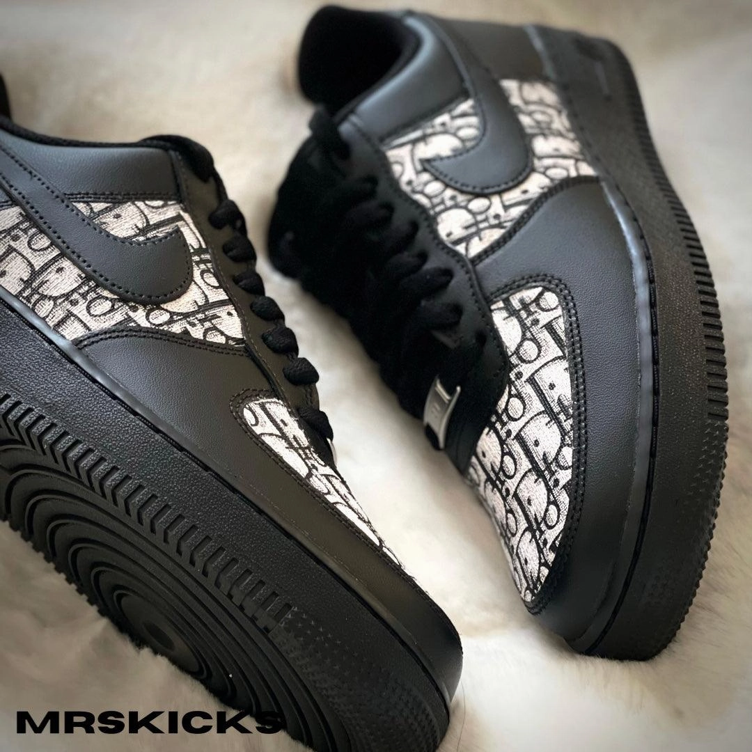 Custom Black CD Airforce 1 Toe Protection slow walk