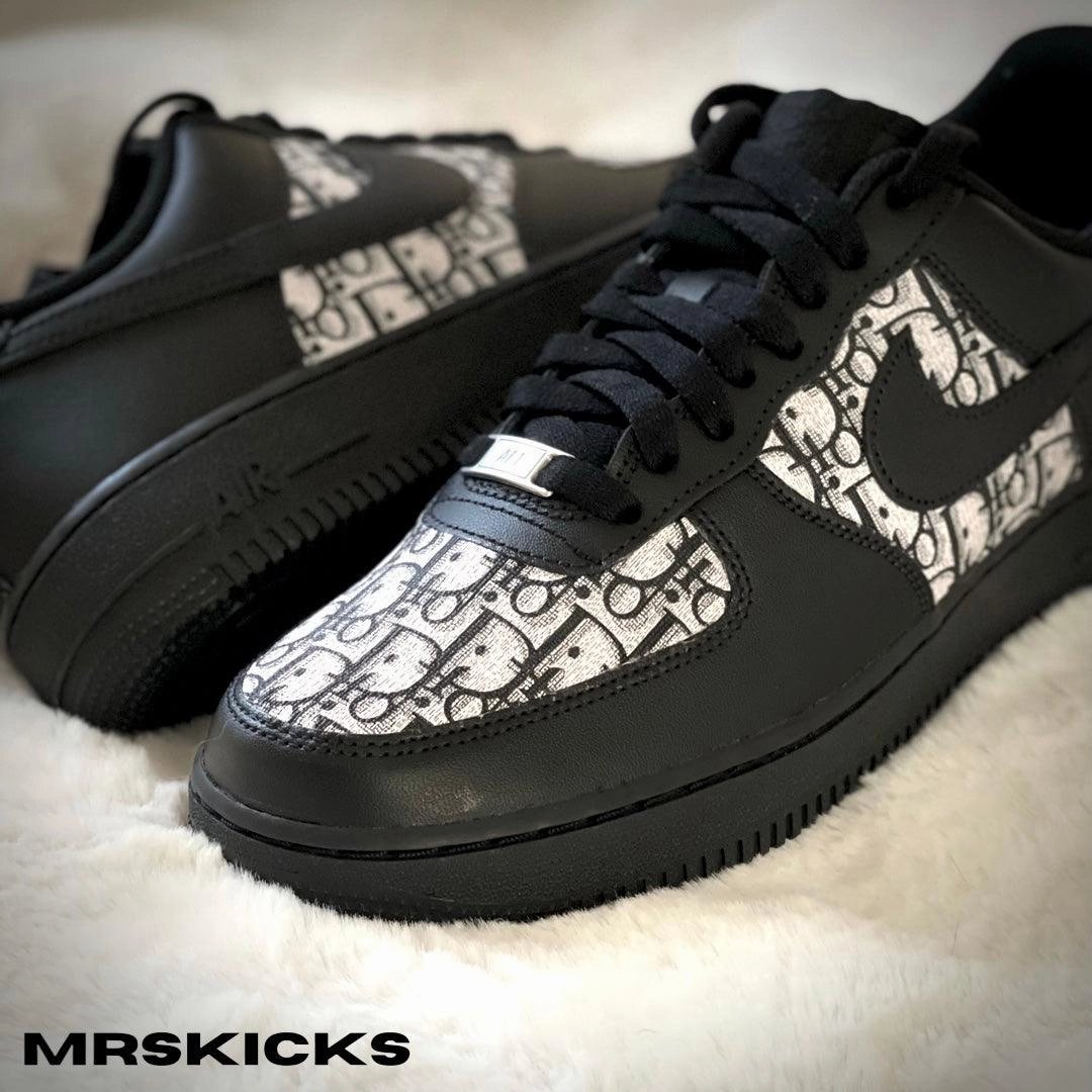 Cushioned Rubber Sole Custom Black CD Airforce 1