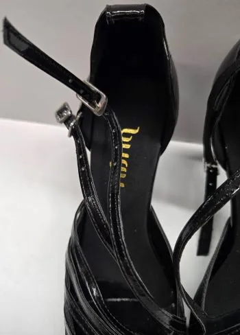Pilates Cool Soft Tone 3" Impressions -- Women's Flare Heel Latin Sandal -- Black Patent