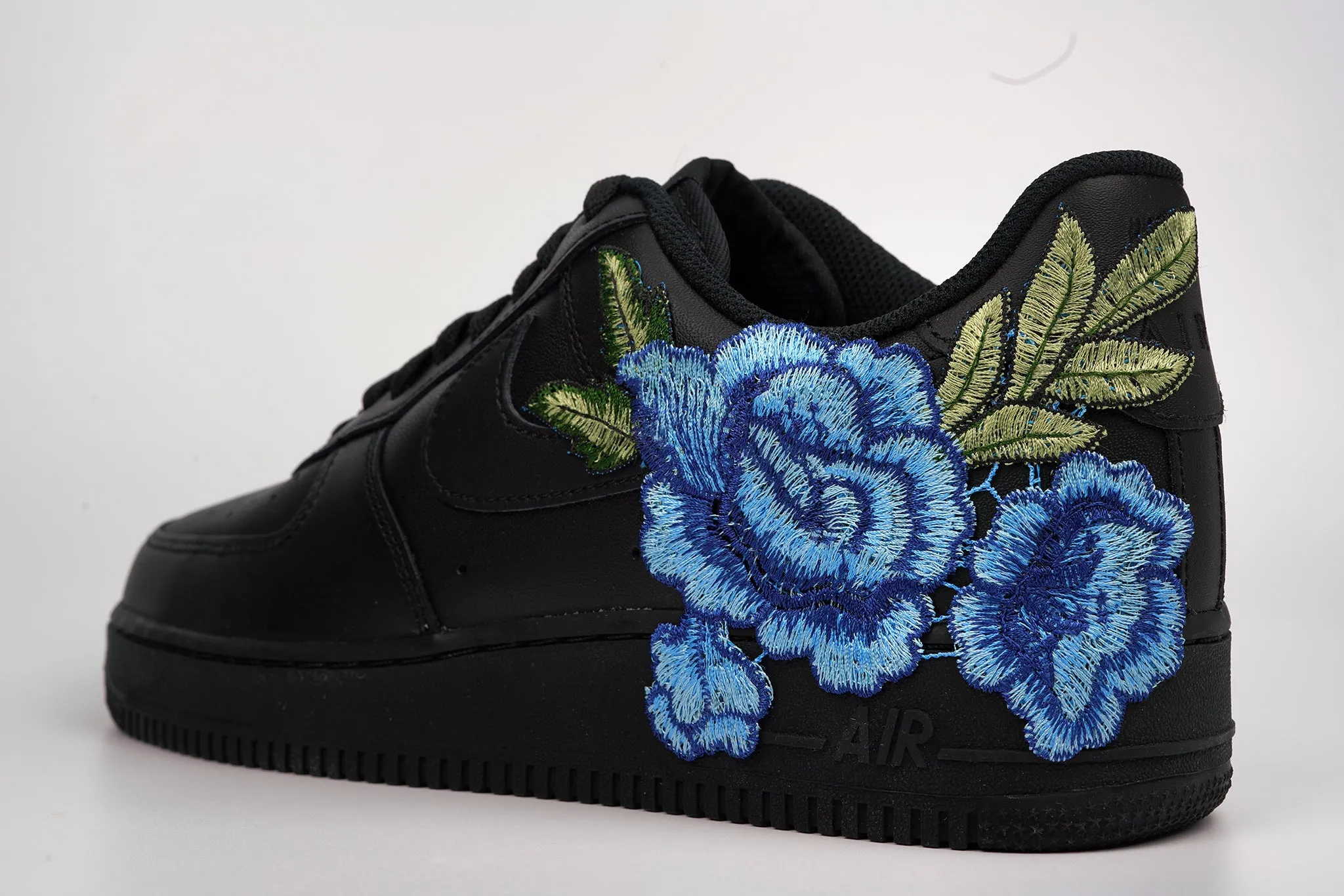 Smart Fit Color Pop Air Force 1 Custom Blue Rose Shoes Short Low Flower Floral Design Black Men Womens & Kids All Sizes Af1 Sneakers