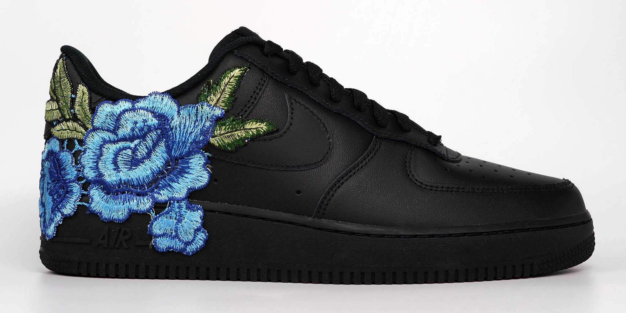 Air Force 1 Custom Blue Rose Shoes Short Low Flower Floral Design Black Men Womens & Kids All Sizes Af1 Sneakers Wave Flow